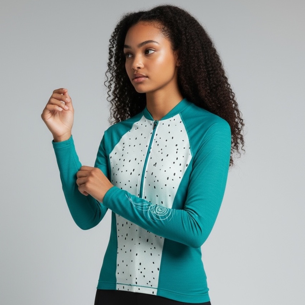 MONDETTA - SIZE SMALL - GREEN LONG SLEEVE CYCLING HALF ZIP BREATHABLE SHIRT B5‎